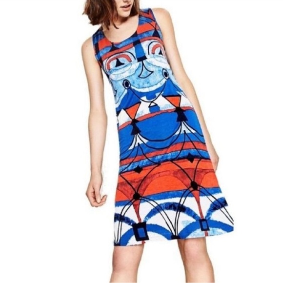 Desigual Maribel Graffiti Sleeveless Tank A-line Dress Size Medium - Picture 2 of 6